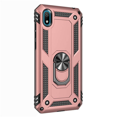 Custodia Silicone e Plastica Opaca Cover con Magnetico Anello Supporto per Huawei Y5 (2019) Oro Rosa