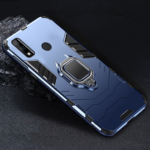 Custodia Silicone e Plastica Opaca Cover con Magnetico Anello Supporto per Huawei Y8s Blu