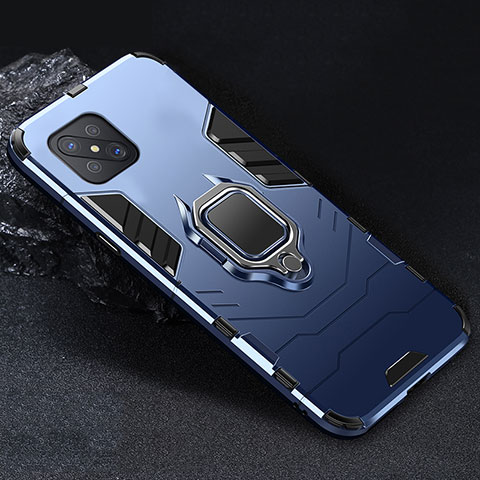 Custodia Silicone e Plastica Opaca Cover con Magnetico Anello Supporto per Oppo Reno4 Z 5G Blu