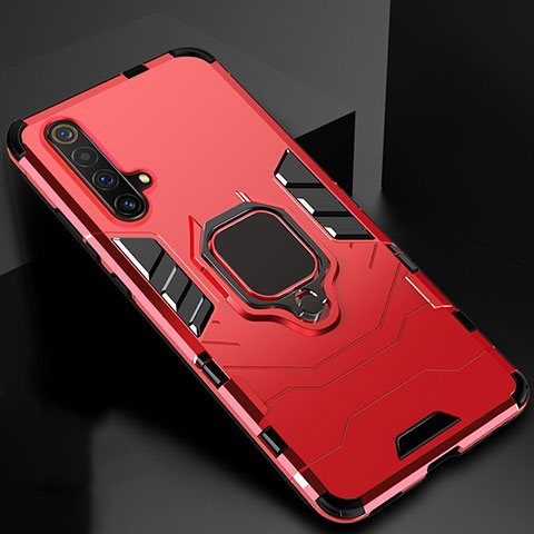 Custodia Silicone e Plastica Opaca Cover con Magnetico Anello Supporto per Realme X3 Rosso