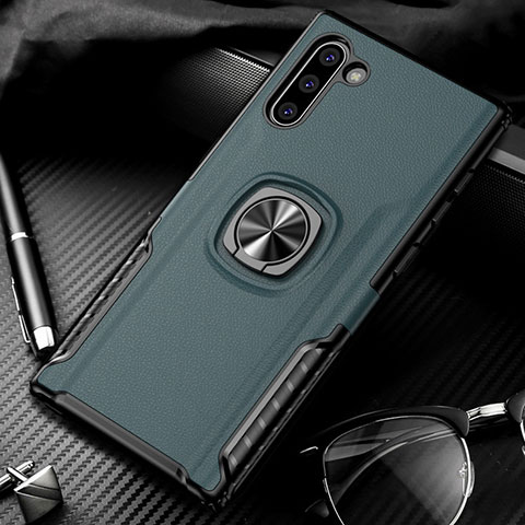 Custodia Silicone e Plastica Opaca Cover con Magnetico Anello Supporto per Samsung Galaxy Note 10 5G Verde