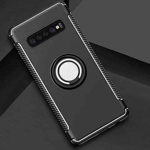 Custodia Silicone e Plastica Opaca Cover con Magnetico Anello Supporto per Samsung Galaxy S10 5G Nero