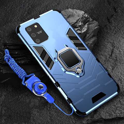 Custodia Silicone e Plastica Opaca Cover con Magnetico Anello Supporto per Samsung Galaxy S10 Lite Blu