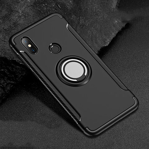 Custodia Silicone e Plastica Opaca Cover con Magnetico Anello Supporto per Xiaomi Mi A2 Lite Nero