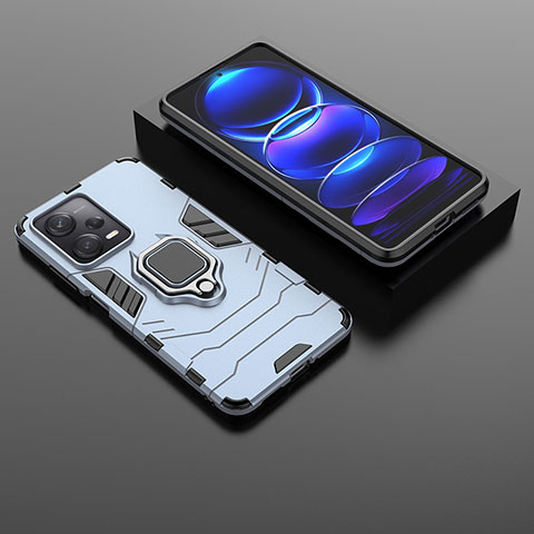 Custodia Silicone e Plastica Opaca Cover con Magnetico Anello Supporto per Xiaomi Redmi Note 12 Pro 5G Blu