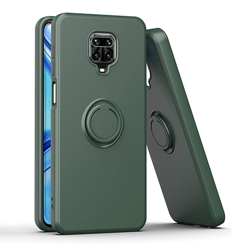 Custodia Silicone e Plastica Opaca Cover con Magnetico Anello Supporto QW1 per Xiaomi Poco M2 Pro Verde Notte