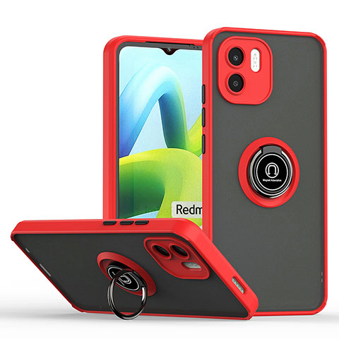 Custodia Silicone e Plastica Opaca Cover con Magnetico Anello Supporto QW2 per Xiaomi Redmi A2 Plus Rosso