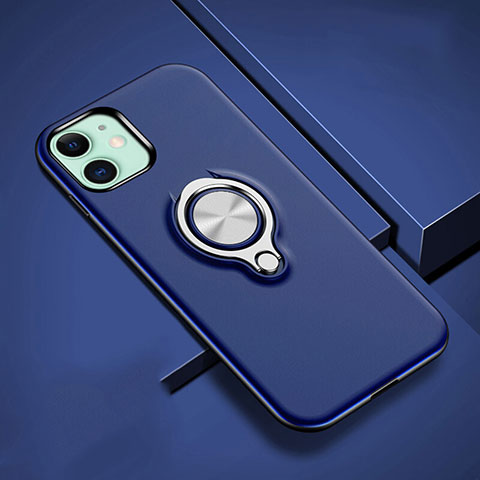 Custodia Silicone e Plastica Opaca Cover con Magnetico Anello Supporto R02 per Apple iPhone 11 Blu
