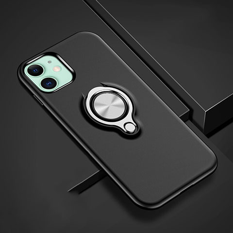 Custodia Silicone e Plastica Opaca Cover con Magnetico Anello Supporto R02 per Apple iPhone 11 Nero