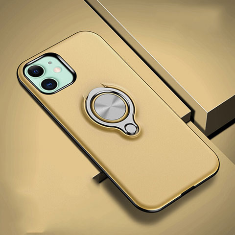Custodia Silicone e Plastica Opaca Cover con Magnetico Anello Supporto R02 per Apple iPhone 11 Oro