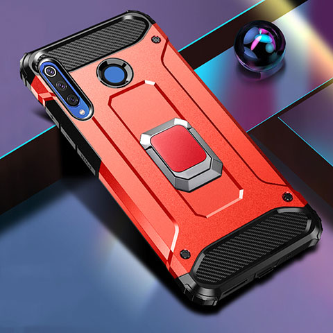 Custodia Silicone e Plastica Opaca Cover con Magnetico Anello Supporto R02 per Huawei P30 Lite Rosso