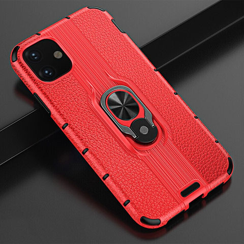 Custodia Silicone e Plastica Opaca Cover con Magnetico Anello Supporto R03 per Apple iPhone 11 Rosso