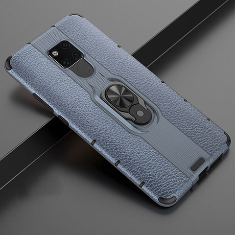 Custodia Silicone e Plastica Opaca Cover con Magnetico Anello Supporto R03 per Huawei Mate 20 X 5G Blu