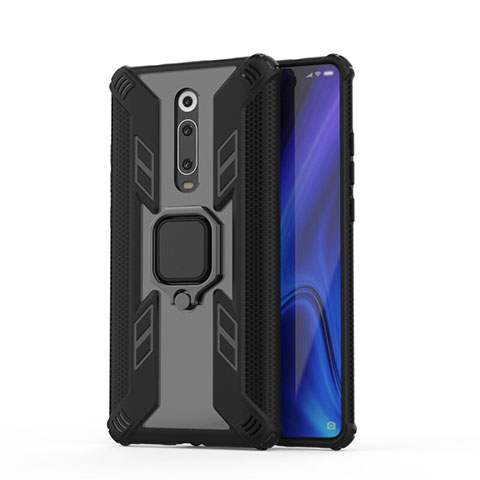 Custodia Silicone e Plastica Opaca Cover con Magnetico Anello Supporto R03 per Xiaomi Redmi K20 Pro Nero