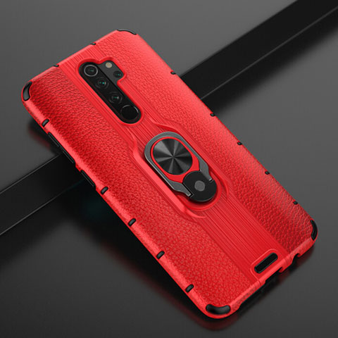 Custodia Silicone e Plastica Opaca Cover con Magnetico Anello Supporto R05 per Xiaomi Redmi Note 8 Pro Rosso