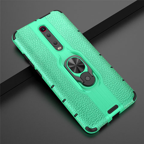 Custodia Silicone e Plastica Opaca Cover con Magnetico Anello Supporto R07 per Xiaomi Mi 9T Pro Verde