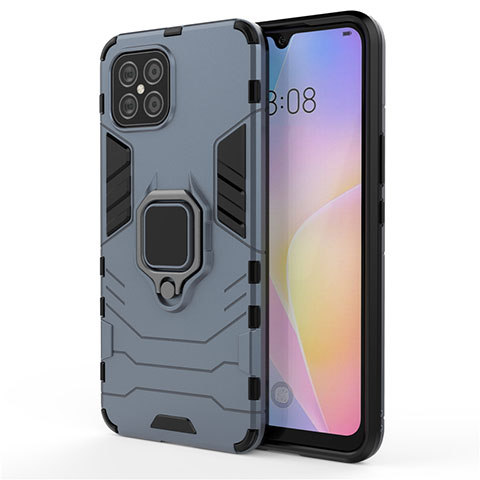 Custodia Silicone e Plastica Opaca Cover con Magnetico Anello Supporto S01 per Huawei Nova 8 SE 5G Blu