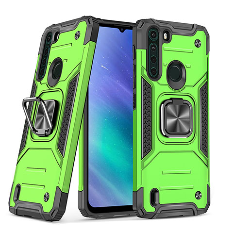 Custodia Silicone e Plastica Opaca Cover con Magnetico Anello Supporto S01 per Motorola Moto One Fusion Verde Pastello