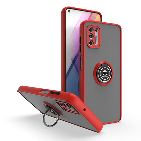 Custodia Silicone e Plastica Opaca Cover con Magnetico Anello Supporto S04 per Motorola Moto G Stylus (2021) Rosso