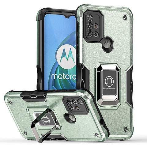 Custodia Silicone e Plastica Opaca Cover con Magnetico Anello Supporto S05 per Motorola Moto G20 Verde