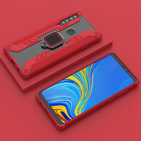 Custodia Silicone e Plastica Opaca Cover con Magnetico Anello Supporto S05 per Samsung Galaxy A9 (2018) A920 Rosso