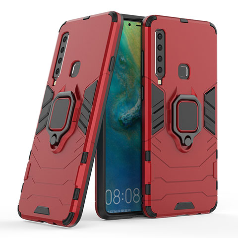Custodia Silicone e Plastica Opaca Cover con Magnetico Anello Supporto S06 per Samsung Galaxy A9s Rosso