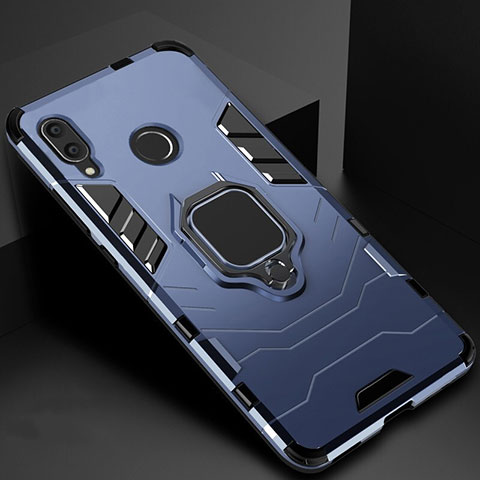 Custodia Silicone e Plastica Opaca Cover con Magnetico Anello Supporto Z01 per Xiaomi Redmi 7 Blu