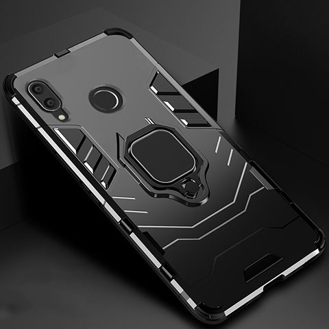 Custodia Silicone e Plastica Opaca Cover con Magnetico Anello Supporto Z01 per Xiaomi Redmi 7 Nero