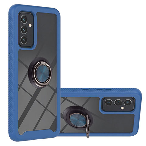 Custodia Silicone e Plastica Opaca Cover con Magnetico Anello Supporto ZJ1 per Samsung Galaxy A15 5G Blu