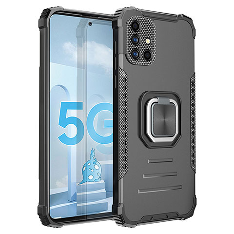 Custodia Silicone e Plastica Opaca Cover con Magnetico Anello Supporto ZJ2 per Samsung Galaxy A51 4G Nero