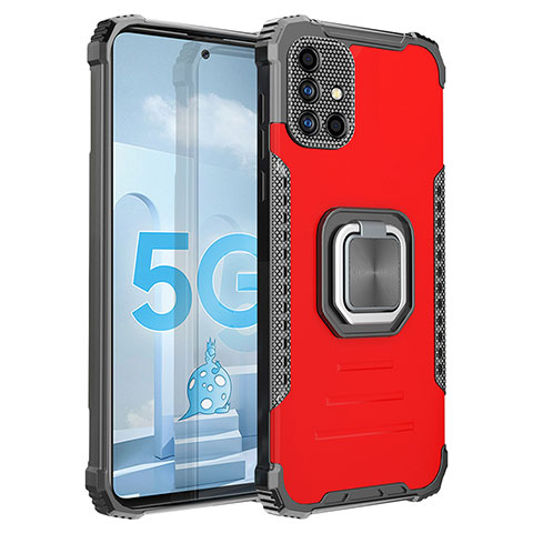 Custodia Silicone e Plastica Opaca Cover con Magnetico Anello Supporto ZJ2 per Samsung Galaxy A51 4G Rosso