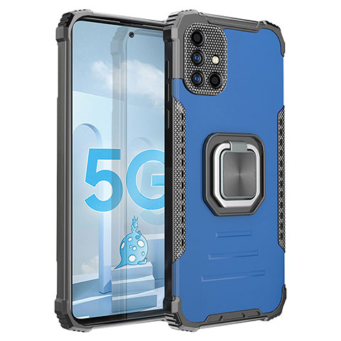 Custodia Silicone e Plastica Opaca Cover con Magnetico Anello Supporto ZJ2 per Samsung Galaxy A51 5G Blu