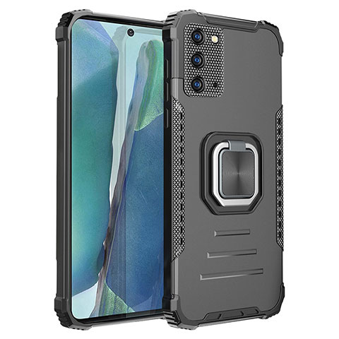 Custodia Silicone e Plastica Opaca Cover con Magnetico Anello Supporto ZJ2 per Samsung Galaxy Note 20 5G Nero