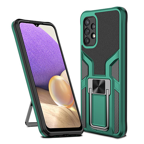 Custodia Silicone e Plastica Opaca Cover con Magnetico Anello Supporto ZL1 per Samsung Galaxy A32 5G Verde