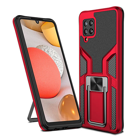 Custodia Silicone e Plastica Opaca Cover con Magnetico Anello Supporto ZL1 per Samsung Galaxy A42 5G Rosso