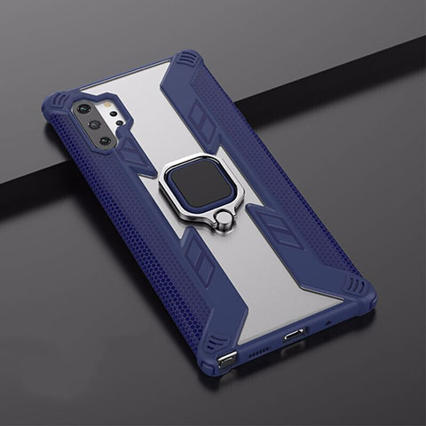 Custodia Silicone e Plastica Opaca Cover con Magnetico Supporto A02 per Samsung Galaxy Note 10 Plus 5G Blu