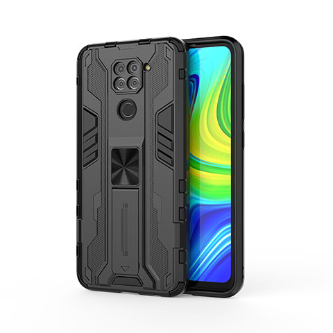 Custodia Silicone e Plastica Opaca Cover con Magnetico Supporto KC1 per Xiaomi Redmi Note 9 Nero