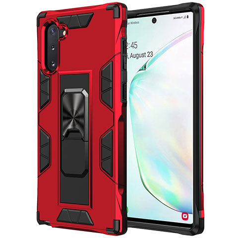 Custodia Silicone e Plastica Opaca Cover con Magnetico Supporto MQ1 per Samsung Galaxy Note 10 5G Rosso