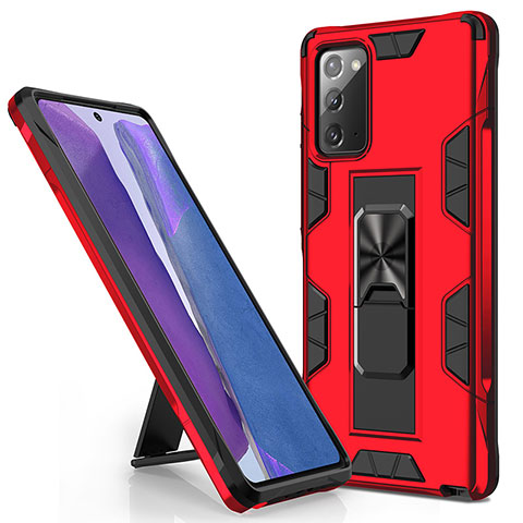 Custodia Silicone e Plastica Opaca Cover con Magnetico Supporto MQ1 per Samsung Galaxy Note 20 5G Rosso
