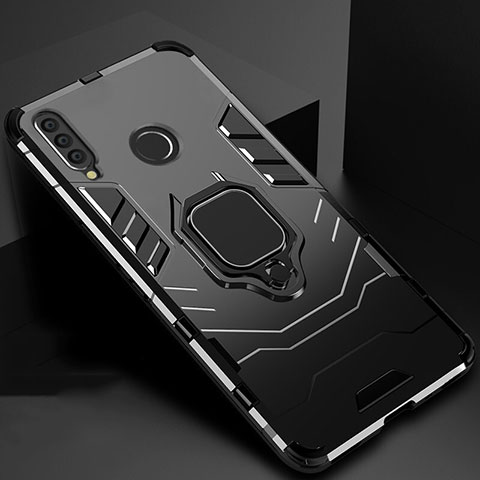 Custodia Silicone e Plastica Opaca Cover con Magnetico Supporto per Huawei Honor 20E Nero