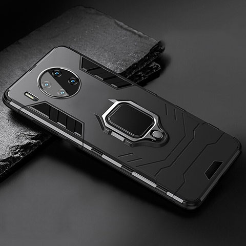 Custodia Silicone e Plastica Opaca Cover con Magnetico Supporto per Huawei Mate 30 Nero
