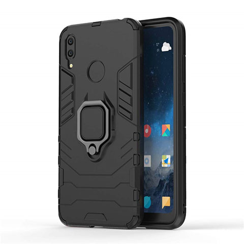 Custodia Silicone e Plastica Opaca Cover con Magnetico Supporto per Huawei Y7 (2019) Nero