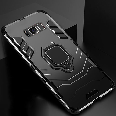 Custodia Silicone e Plastica Opaca Cover con Magnetico Supporto per Samsung Galaxy S8 Nero