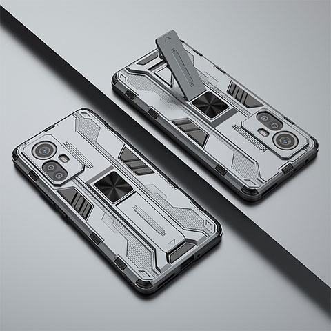 Custodia Silicone e Plastica Opaca Cover con Magnetico Supporto per Xiaomi Mi 12X 5G Grigio