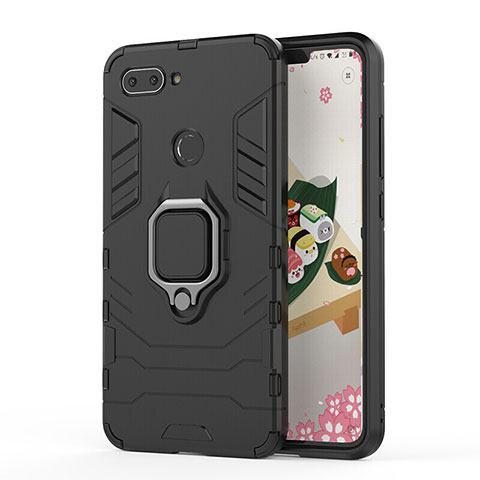 Custodia Silicone e Plastica Opaca Cover con Magnetico Supporto per Xiaomi Mi 8 Lite Nero