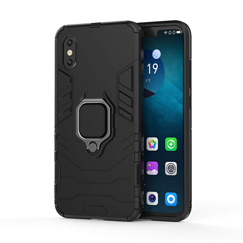 Custodia Silicone e Plastica Opaca Cover con Magnetico Supporto per Xiaomi Mi 8 Pro Global Version Nero