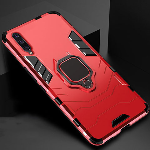 Custodia Silicone e Plastica Opaca Cover con Magnetico Supporto per Xiaomi Mi A3 Rosso