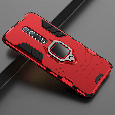 Custodia Silicone e Plastica Opaca Cover con Magnetico Supporto per Xiaomi Redmi K20 Rosso