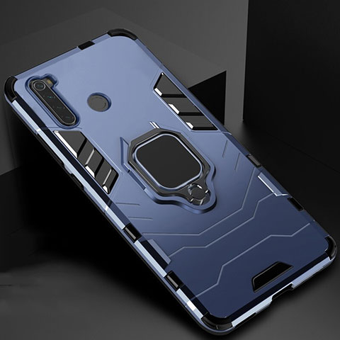 Custodia Silicone e Plastica Opaca Cover con Magnetico Supporto per Xiaomi Redmi Note 8 (2021) Blu