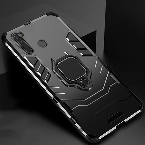 Custodia Silicone e Plastica Opaca Cover con Magnetico Supporto per Xiaomi Redmi Note 8 Nero